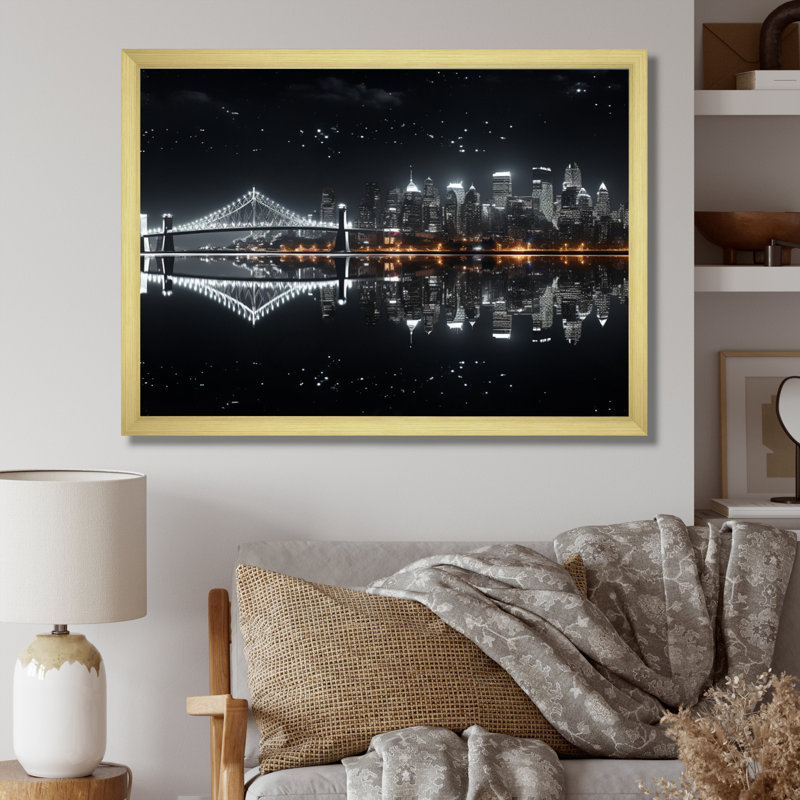 Canada City Glow, reproduction d'art sur toile, H 34 po x l 44 po x P 1,5 po, Or