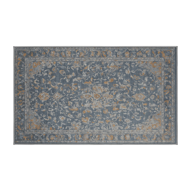 Machine Washable Gray Area Rug, Rectangle 3' x 5'