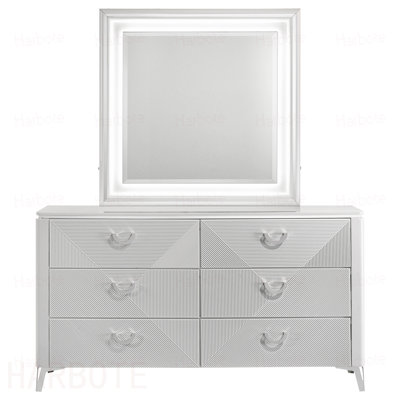Commode 6 tiroirs très brillante avec miroir