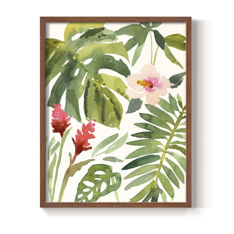 Tropical Farrago I, reproduction encadrée - bois massif, H 15 po x l 12 po, Noyer