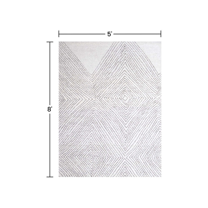 (5' x 8' ft) Hand Tufted Wool Carpet with Latex Back, Anti-Skid Carpet, Rectangle 0'5" x 0'8"