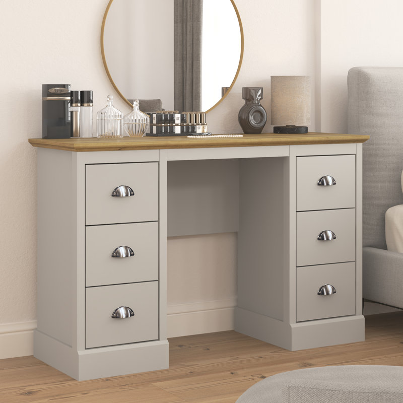 Benniton Dressing Table with 6 Drawers, Light Grey
