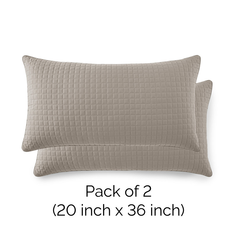 Ensemble de 2 taies décoratives matelassées à motif carré en microfibre à bords carrés passepoilés Southano Fine Vilens, lot de 2, 20 po x 36 po, taupe foncé