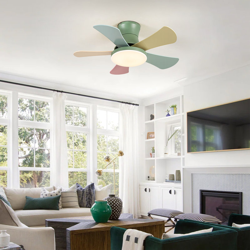 36" Dimmable Modern 5-Color Blade LED Ceiling Fan with Remote for Kid’s Rooms