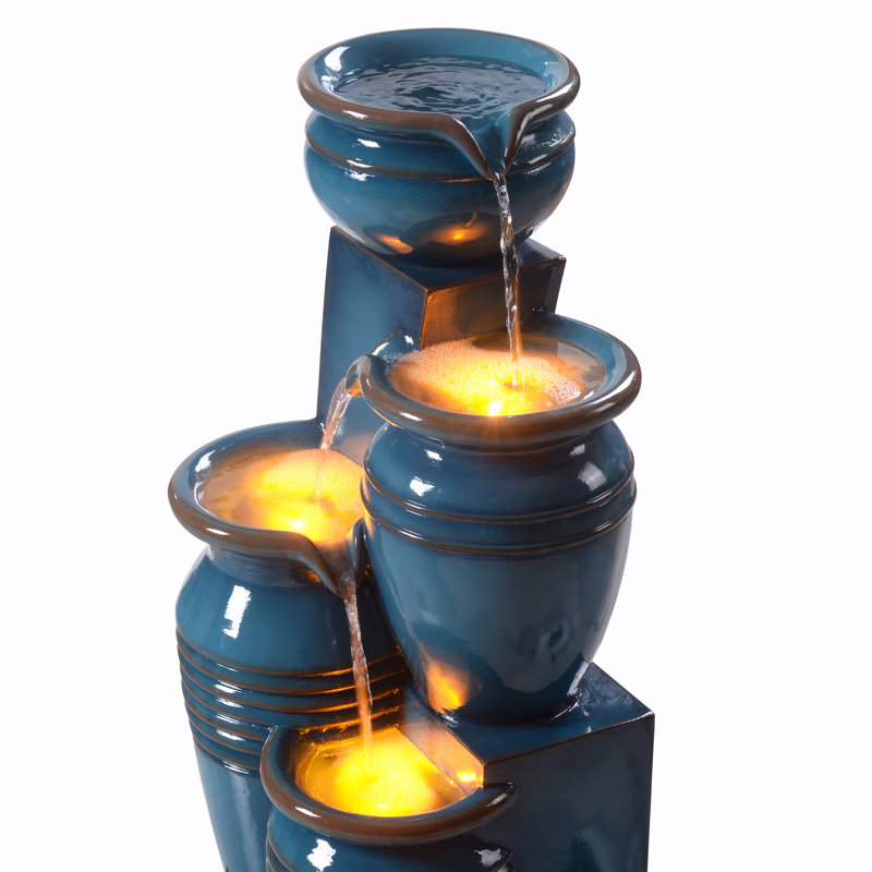 Cascade Fountain with Lights, Blue