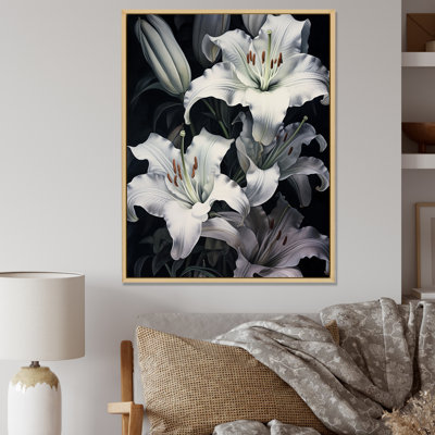«Serenade of Lilies Dreams» blanc et noir sur toile