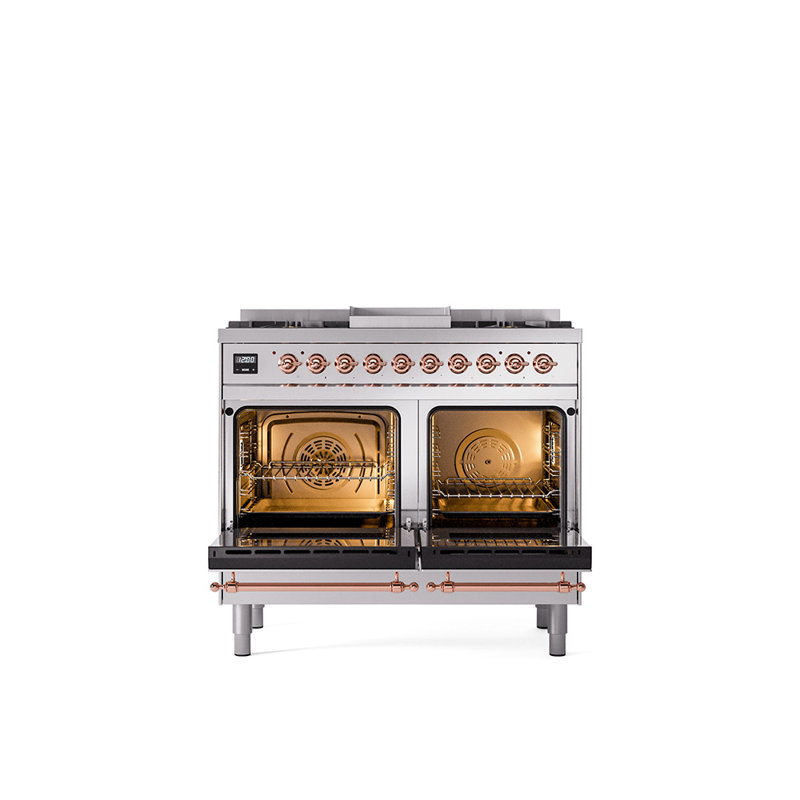 ILVE Nostalgie II 40 in Dual Fuel Range, Liquid Propane, Antique White/Bronze