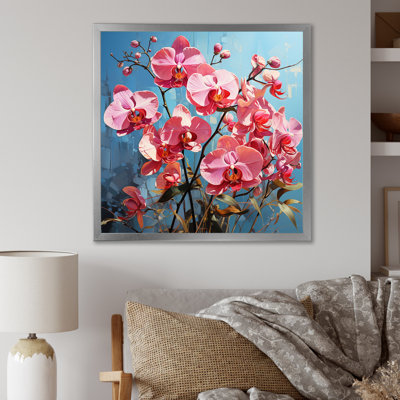 Orchidées roses néon sur toile