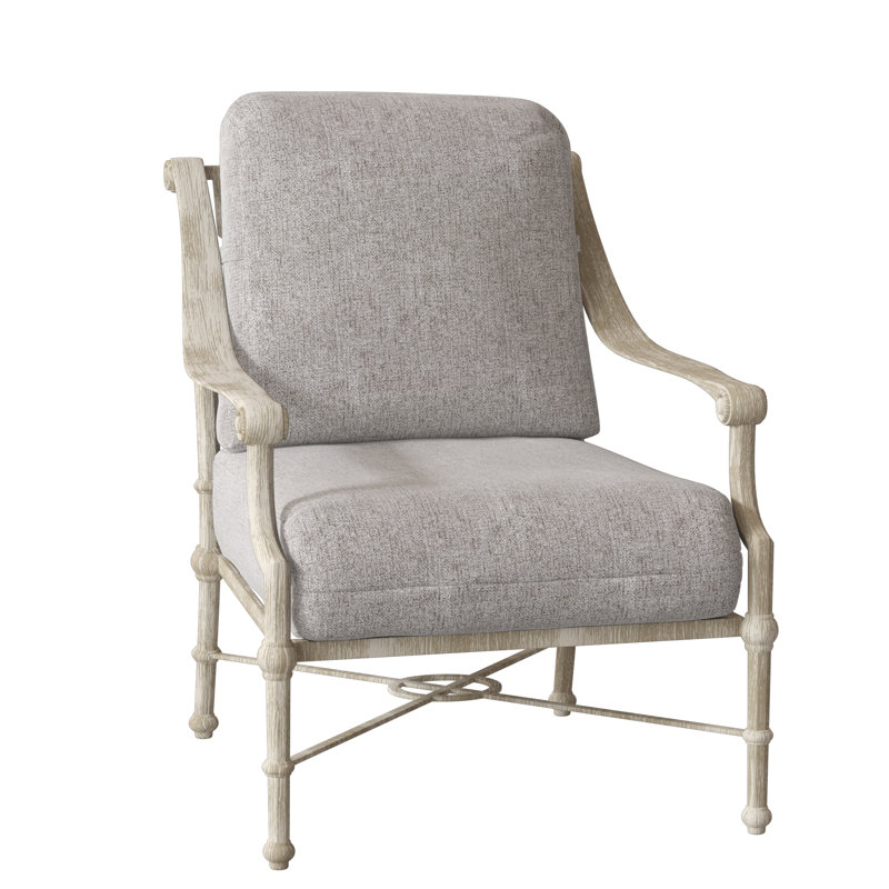 Delphi Aluminum Outdoor Lounge Chair, Poet Birch Sunbrella, Chestnut Brown