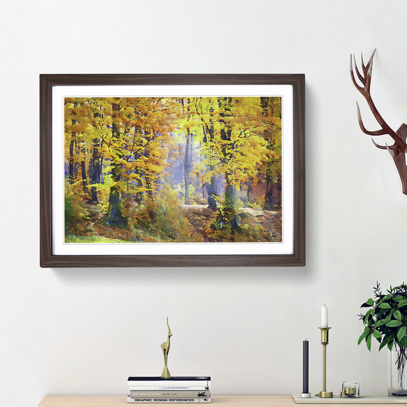 Forest in the Fall - Picture Frame Graphic Art Print, 27cm H x 36cm W x 2cm D, Walnut Framed