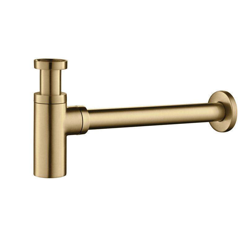 Kibi Bathroom Sink Decorative Round Bottle Trap, Brushed Brass