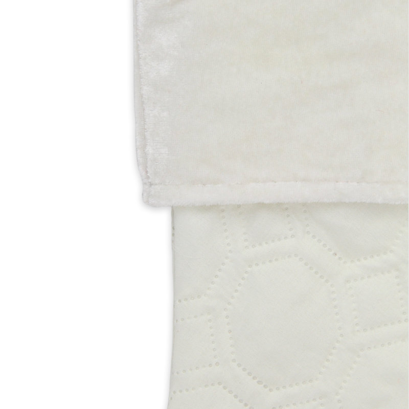 Chaussette de Noël matelassée 18 po avec manchette en velours, Blanc