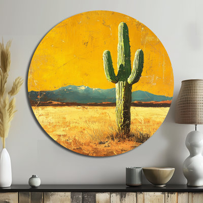 Marcenia - Cactus rond, impression sur métal vert traditionnel