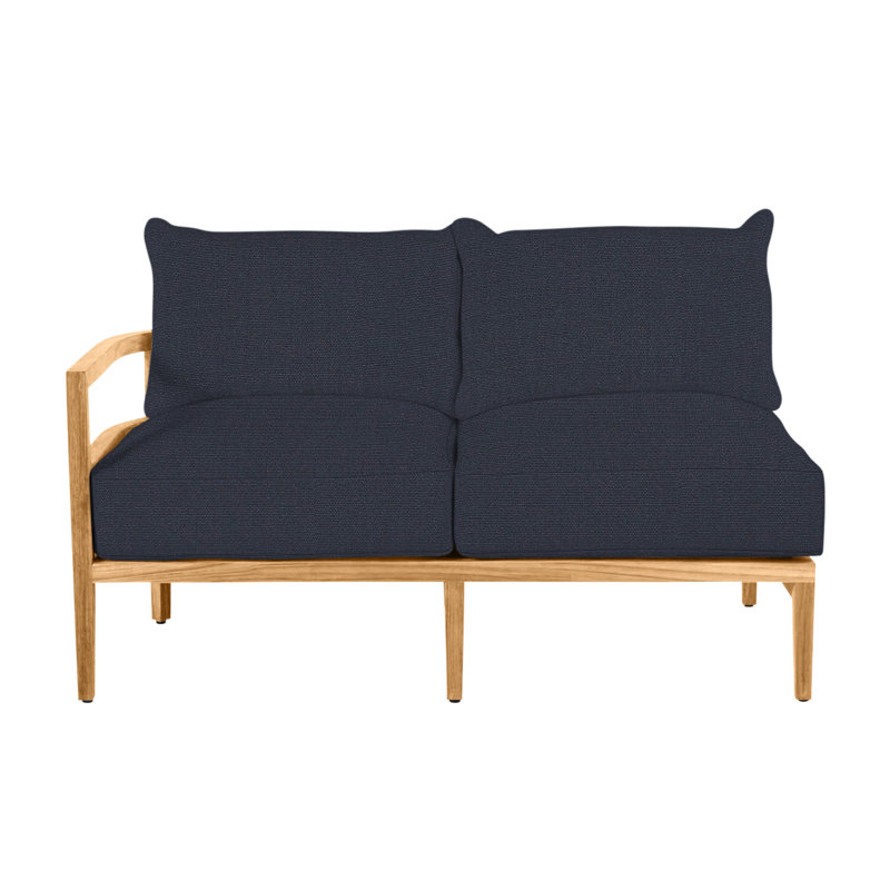 Canapé modulaire en teck Santa Barbara, Pas de passepoil + bourre standard, Indigo Intermix, Teck naturel