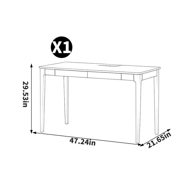 Bureau à deux tiroirs de style italien, H 29,53 po x l 47,24 po x P 21,65 po
