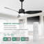 Ventilateur de lustre d'intérieur de 46 pouces, ventilateur de plafond noir moderne avec lumières et télécommande, ventilateur de plafond réversible à 6 vitesses pour la chambre à coucher