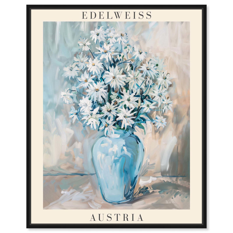 Vases Edelweiss, Cadre flottant noir, H 21 po x l 17 po