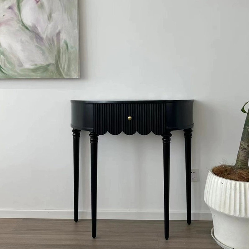 Console demi-cercle en bois massif noir