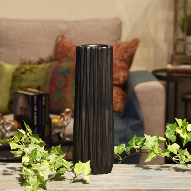 Vase de table allongée en céramique Dionne, Noir