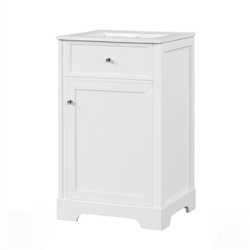 Meuble-lavabo de salle de bain avec lavabo, porte à fermeture douce, support de rangement et tablette réglable pour les salles de bain modernes