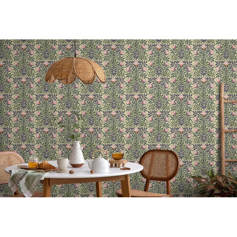 Rouleau de papier peint Signature Flowervine L 10 pi x l 24 po, Non encollé, Faux Grasscloth, Yellow/Green