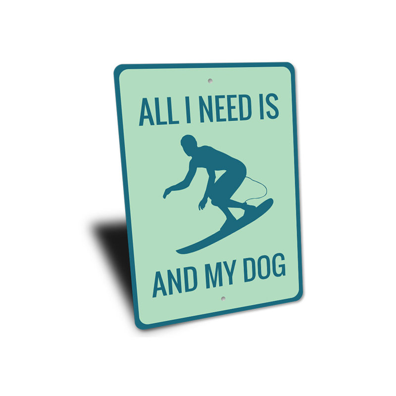 Signe surf et mon chien, H 14 po x l 10 po x P 0,04 po