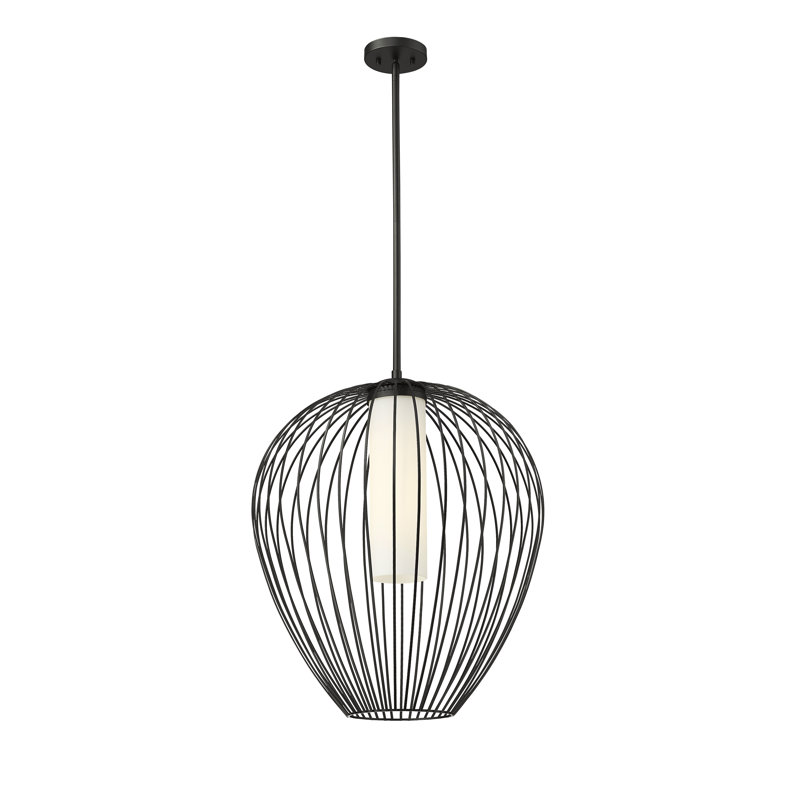 Burakcan 1 - Light White Single Pendant, Matte Black, 106.5" H x 22" W x 22" D