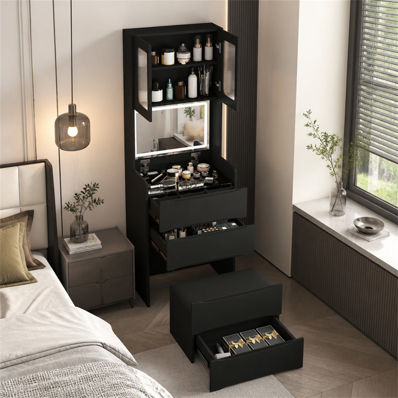 Vanity with Mirror and Seat