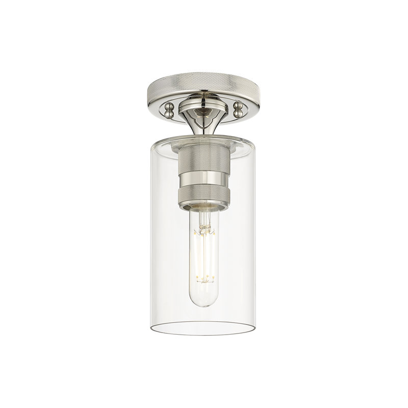 Plafonnier encastré 1 lumière Crown Point, Clair, H 9,63 po x l 4 po X P 4,5, Nickel poli