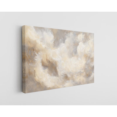 «Enchanting Cream and Beige Clouds Sky», reproduction d'art sur toile pour décor abstrait rêveur