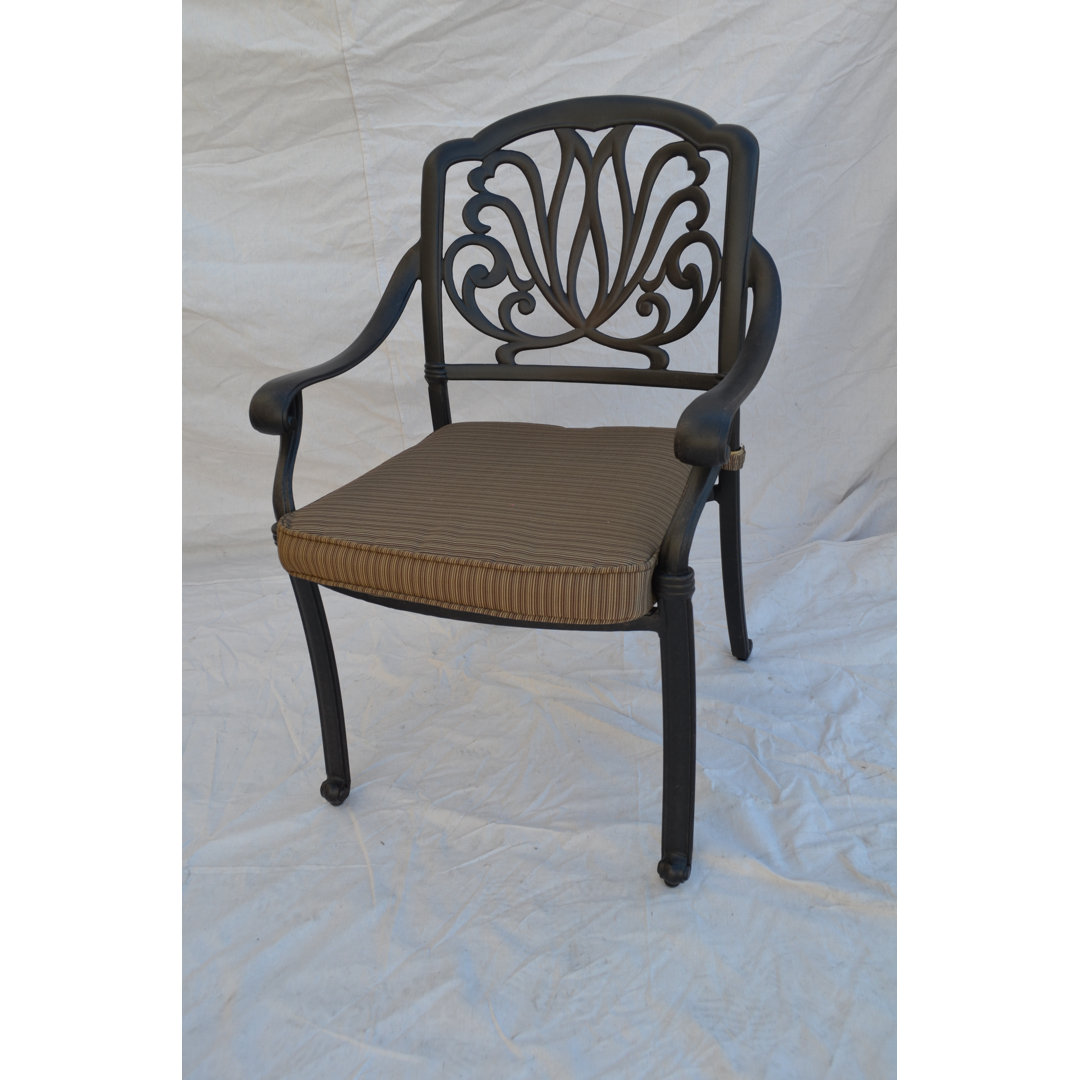 Allene Aluminum Outdoor Dining Armchair with Cushion (Set of 2) Lark Manor™