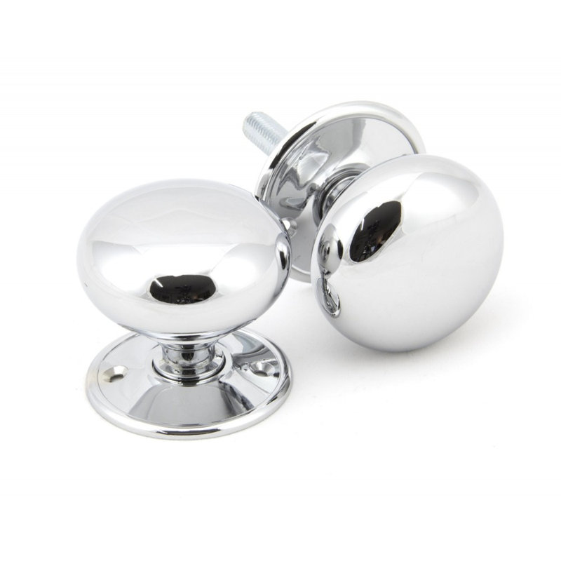 57mm Mushroom Mortice/Rim Knob Set, Polished Chrome