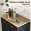 Buffet de comptoir en bois massif, armoire de cuisine moderne avec 2 tiroirs, portes et tablette réglable, finition noire patinée