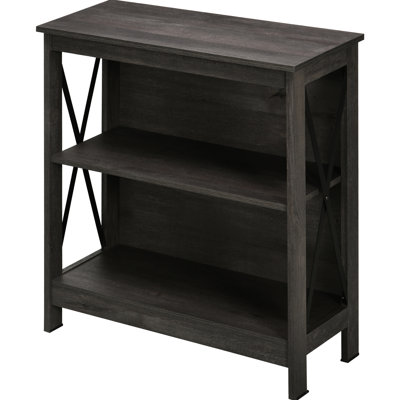 Industrial Living Room Furniture - Grey Bookcase With Storage Space Shelf Engineered Board For Display And