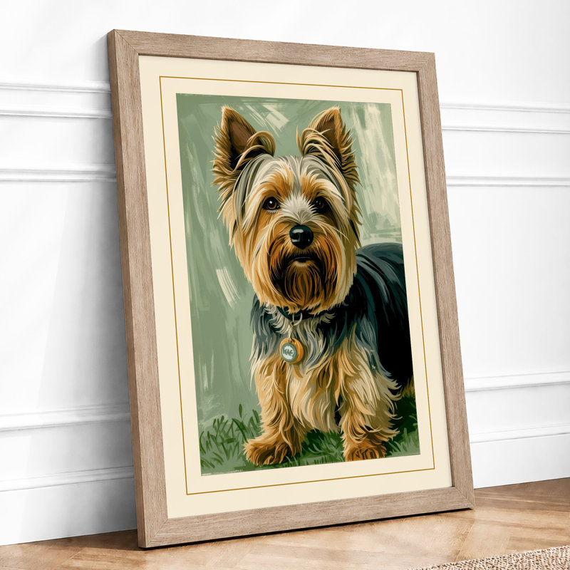 Gentle Terrier Boho - Framed Print, A3 - 42.0 x 29.7 cm, Oak