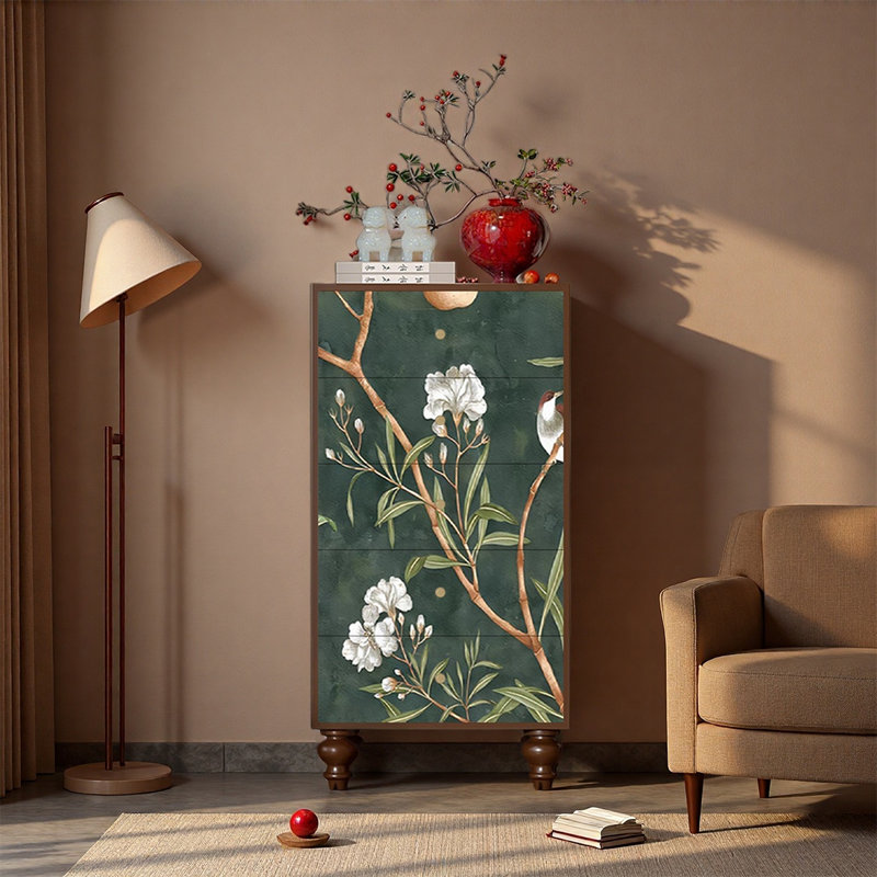 Armoire de rangement à cinq tiroirs Pine, Noyer