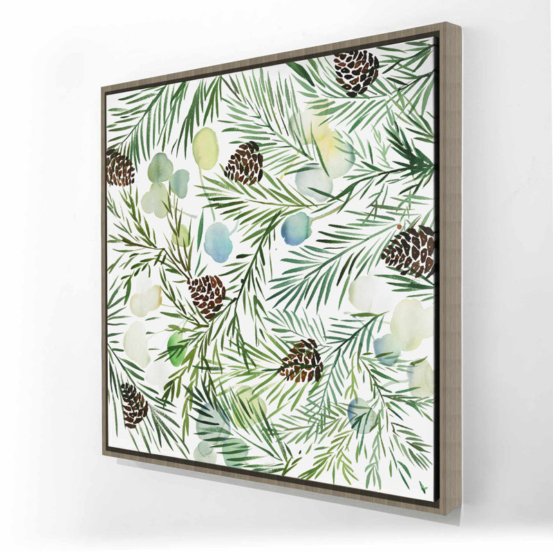 Minimalist White Pine Cone Pattern Framed Canvas - Decor