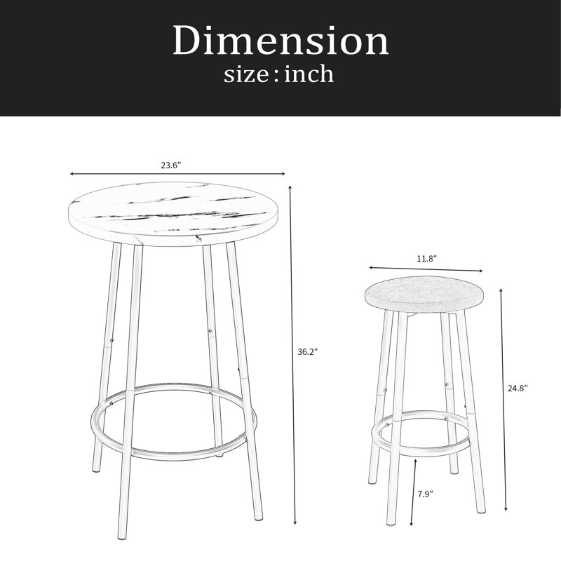 Ensemble de table de bar 3 pièces avec 2 tabourets de bar - table de pub moderne
