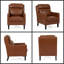 Fauteuil club contemporain brun clair avec dossier en cascade et pieds en bois d'hévéa-1924868210
