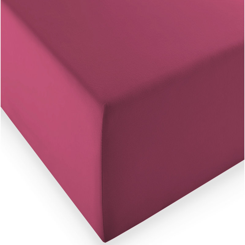 Comfort XL Laken Cotton Blend Jersey Knit Fitted Sheet, Super, Raspberry