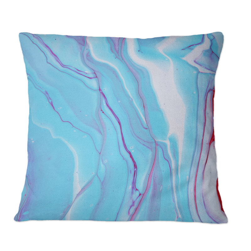 Art à encre liquide dans des tons de bleu clair VI - Coussin décoratif moderne, 18 po x 18 po