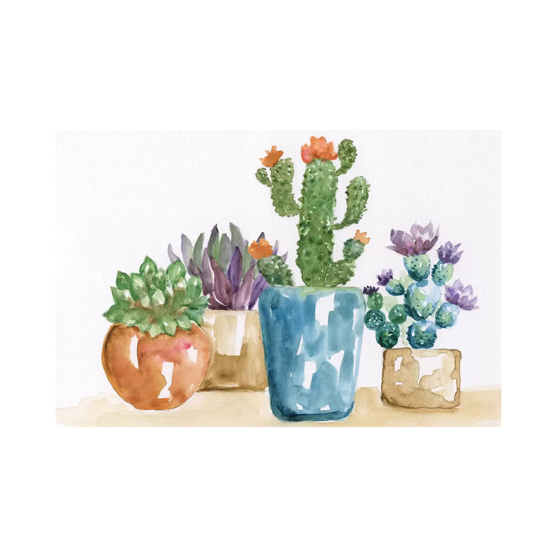 Summer Succulents II - Painting on Canvas, Wrapped Canvas, 30.48 cm H x 45.72 cm W