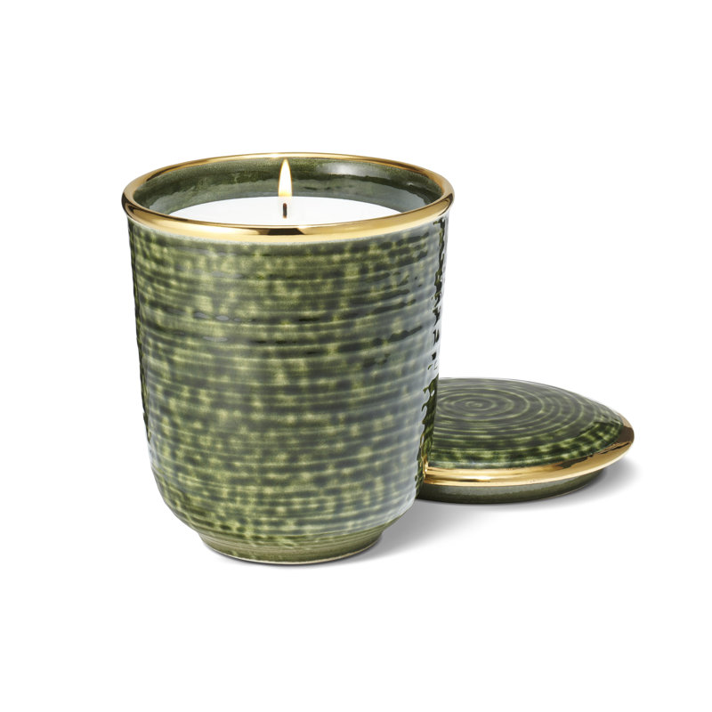 Forest Green Ceramic Scented Candle with Gold Lid