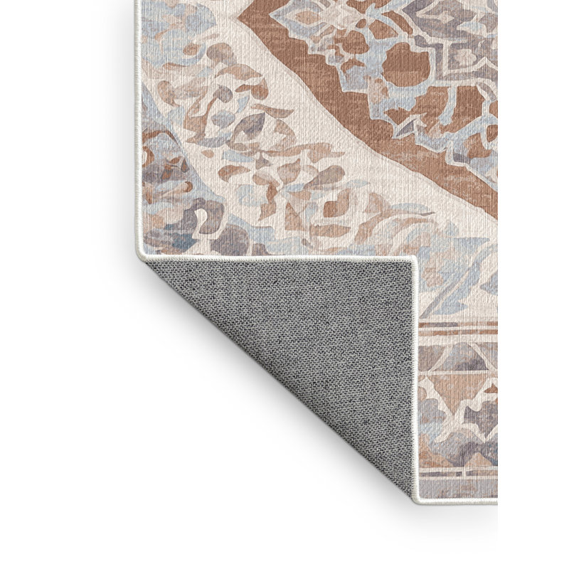 Machine Washable Beige Area Rug, Square 4'