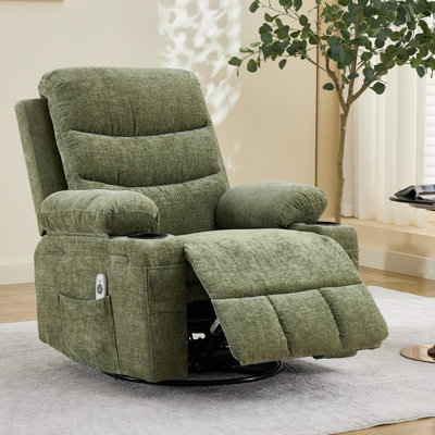 Fauteuil inclinable et pivotant surdimensionné à 360 degrés pour adultes grands et grands, canapé-lit ergonomique à large siège avec massage et chaleur lombaire, capacité de poids de 400 lb