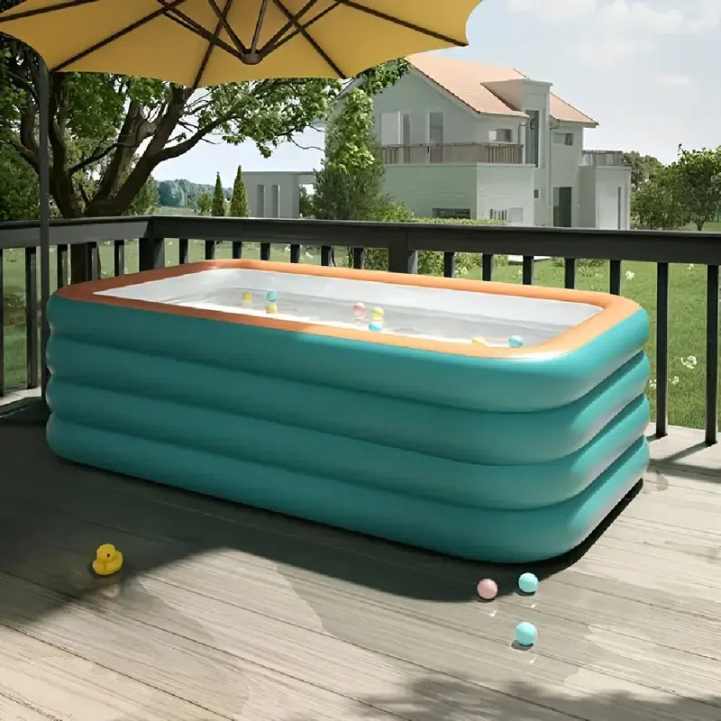 Piscine gonflable géante en PVC épaissie à 3 couches, 4 anneaux, pliable, très grande, familiale et portable