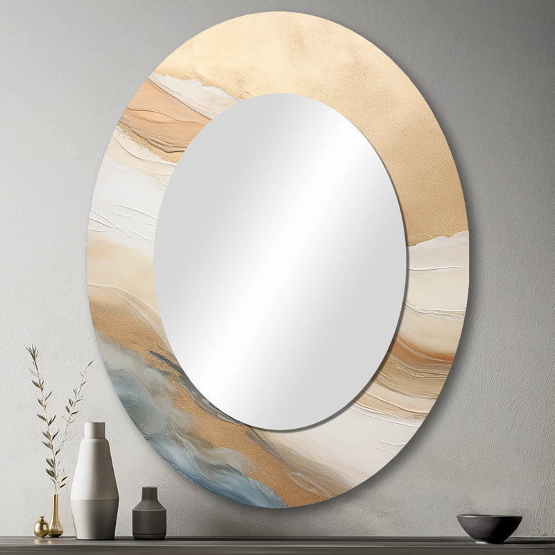 Miroir mural moderne beige et doré, 43 po x 33 po