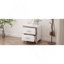 Élégante table de chevet ultrabrillante avec poignée en métal, table de chevet à miroir avec 2 tiroirs pour la chambre à coucher, le salon, le blanc