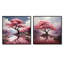 «Pink Cherry Tree Blossoms In River I», ensemble de 2 reproductions d'art sur toile-485180593-485180594