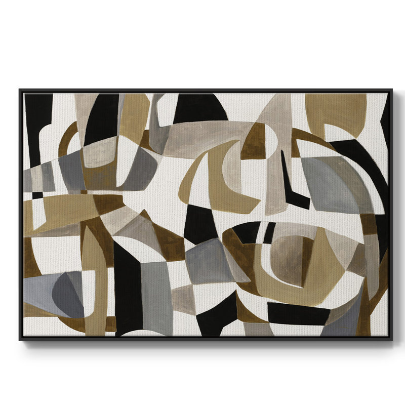 Jeu de cercle encadré sur toile, H 25 po x l 37 po x P 2 po, Noir